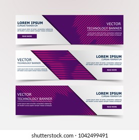 Linear banner with technological, scientific, abstract, geometric background. Set web banner templates for advertising and attracting customers with polygonal abstract shapes, lines.