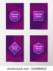 Linear banner with technological, scientific, abstract, geometric background. Set web banner templates for advertising and attracting customers with polygonal abstract shapes, lines.