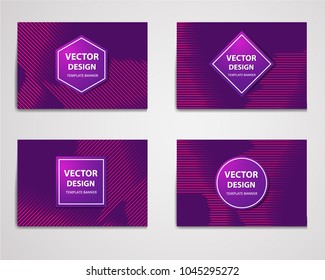 Linear banner with technological, scientific, abstract, geometric background. Set web banner templates for advertising and attracting customers with polygonal abstract shapes, lines.