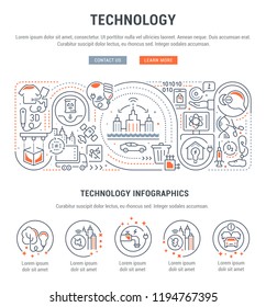 Linear banner of technology. Vector illustration of innovation.