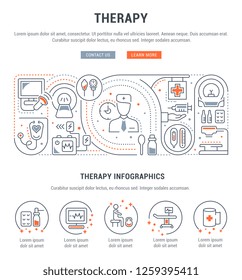 Linear banner of the therapy. Icons for web sites and applications.