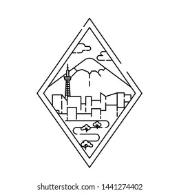 Linear banner of Tokyo city. Line art.