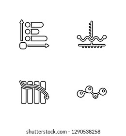 Linear Bar chart, Loss, Line chart, Line chart Vector Illustration Of 4 outline Icons. Editable Pack Of Bar chart,