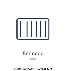 Linear bar code icon from Delivery and logistic outline collection. Thin line bar code icon vector isolated on white background. bar code trendy illustration