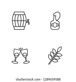 Linear Barrel, Toast, Beer, Wheat Vector Illustration Of 4 outline Icons. Editable Pack Of Barrel, Toast, Beer, Wheat