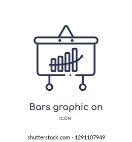 Linear bars graphic on screen icon from Business and analytics outline collection. Thin line bars graphic on screen vector isolated on white background. bars graphic on screen trendy illustration