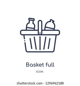 Linear basket full icon from Commerce and shopping outline collection. Thin line basket full icon isolated on white background. basket full trendy illustration