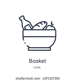 Linear basket icon from Camping outline collection. Thin line basket vector isolated on white background. basket trendy illustration