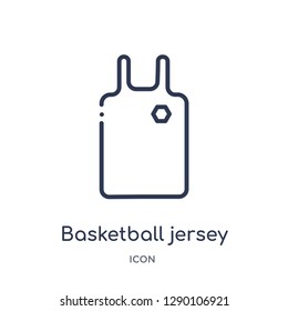 Linear basketball jersey icon from Clothes outline collection. Thin line basketball jersey vector isolated on white background. basketball jersey trendy illustration