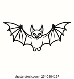 Ícone de morcego linear. Ilustração de vetor simples. Símbolo de feriado de Halloween.