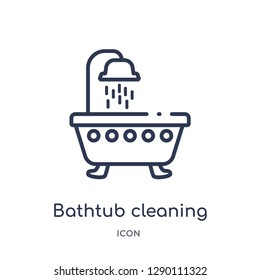 Linear bathtub cleaning icon from Cleaning outline collection. Thin line bathtub cleaning vector isolated on white background. bathtub cleaning trendy illustration