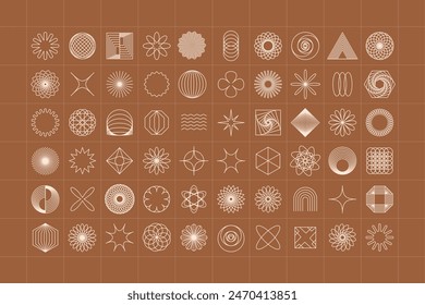 Linear bauhaus aesthetic forms for trendy geometric modern posters. Brutalist abstract shapes set for swiss simple design.