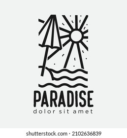 Linear Beach Umbrella Icon from Accommodation Outline Collection. beach waves on tropical islands, beach line art style coconut design Graphic inspiration creative tatto