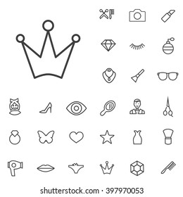 Linear beauty icons set. Universal beauty icon to use in web and mobile UI, beauty basic UI elements set