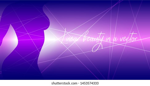 Linear beauty in a vector. Beautiful vector background with girl silhouette