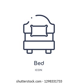 Linear bed icon from Holidays outline collection. Thin line bed icon isolated on white background. bed trendy illustration