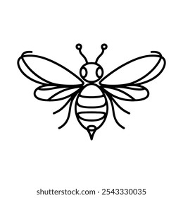 Linear bee icon isolated on white background. Black bee symbol. Vector illustration