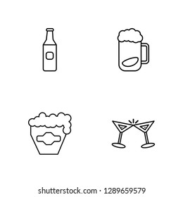 Linear Beer, Beer, Hop, Toast Vector Illustration Of 4 outline Icons. Editable Pack Of Beer, Beer, Hop, Toast