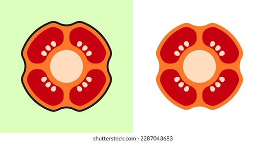 Linear bell bell pepper icon, outline vector icon, linear icon, two versions in color