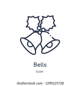 Linear bells icon from Christmas outline collection. Thin line bells vector isolated on white background. bells trendy illustration