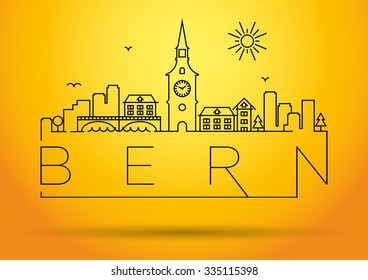 Linear Bern City Silhouette with Typographic Design