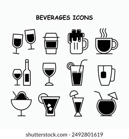 LINEAR BEVERAGES - DRINKS ICON SET