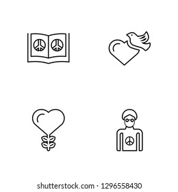 Linear Bible, Peace, Dove, Man Vector Illustration Of 4 outline Icons. Editable Pack Of Bible, Peace, Dove, Man