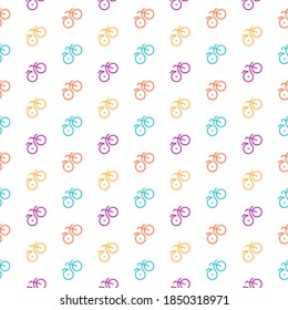 Linear bicycle colorful seamless vector pattern design.
