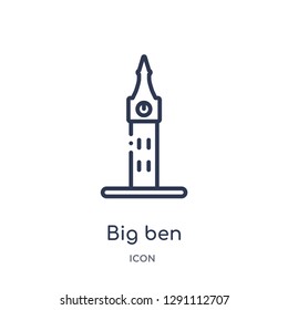 Linear big ben icon from Buildings outline collection. Thin line big ben vector isolated on white background. big ben trendy illustration