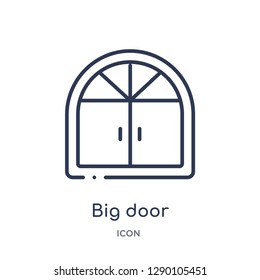 Linear big door icon from Construction outline collection. Thin line big door vector isolated on white background. big door trendy illustration