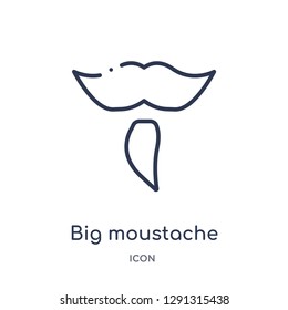 Linear big moustache icon from Beauty outline collection. Thin line big moustache vector isolated on white background.