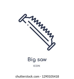 Linear big saw icon from Construction outline collection. Thin line big saw vector isolated on white background. big saw trendy illustration
