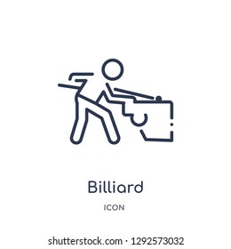 Linear billiard icon from Free time outline collection. Thin line billiard icon vector isolated on white background. billiard trendy illustration