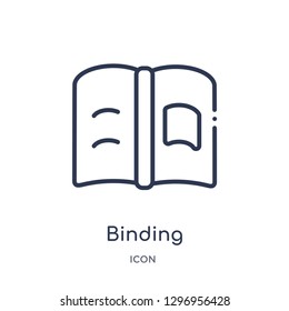 Linear binding icon from Education outline collection. Thin line binding icon isolated on white background. binding trendy illustration