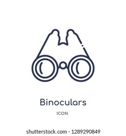 Linear binoculars icon from Army and war outline collection. Thin line binoculars vector isolated on white background. binoculars trendy illustration