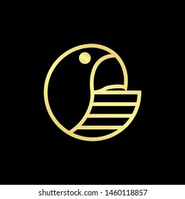 Linear Bird abstract Logo geometric design vector template. Gold Colour Vector Illustration