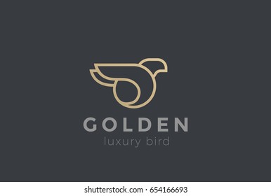 Linear Bird abstract Logo geometric design vector template.