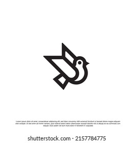 Linear bird logo design vector illustration