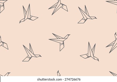 Linear birds origami pattern ornament