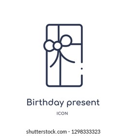 Linear birthday present icon from General outline collection. Thin line birthday present icon isolated on white background. birthday present trendy illustration