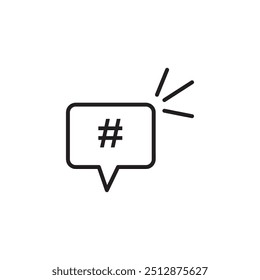 lineares schwarzes Hashtag-Symbol, Kommunikationszeichen trendy Stil Illustration für Web und app.eps