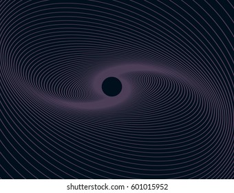 linear black hole waves illustration  in dark purple
