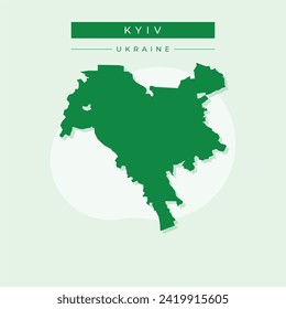 Linear black map of the Kyiv, the capital of Ukraine with districts on white background. Outlines. Vector illustration