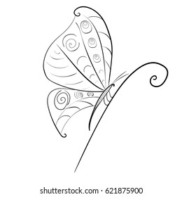 linear black and white butterfly