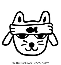 linear black and white cat portrait in vector.doodle style object for design. avatar for social networks.isolated stylized cat.Collection of portraits of cats