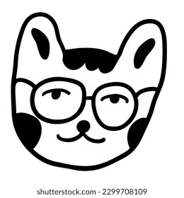 linear black and white cat portrait in vector.doodle style object for design. avatar for social networks.isolated stylized cat.Collection of portraits of cats