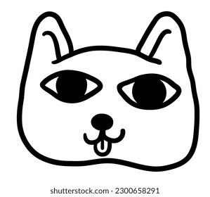 linear black and white cat portrait in vector.doodle style object for design. avatar for social networks.isolated stylized cat.Collection of portraits of cats