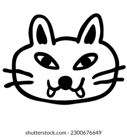 linear black and white cat portrait in vector.doodle style object for design. avatar for social networks.isolated stylized cat.Collection of portraits of cats