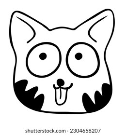 linear black and white cat portrait in vector.doodle style object for design. avatar for social networks.isolated stylized cat.Collection of portraits of cats