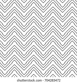 Linear black and white zigzag background. Seamless vector pattern
